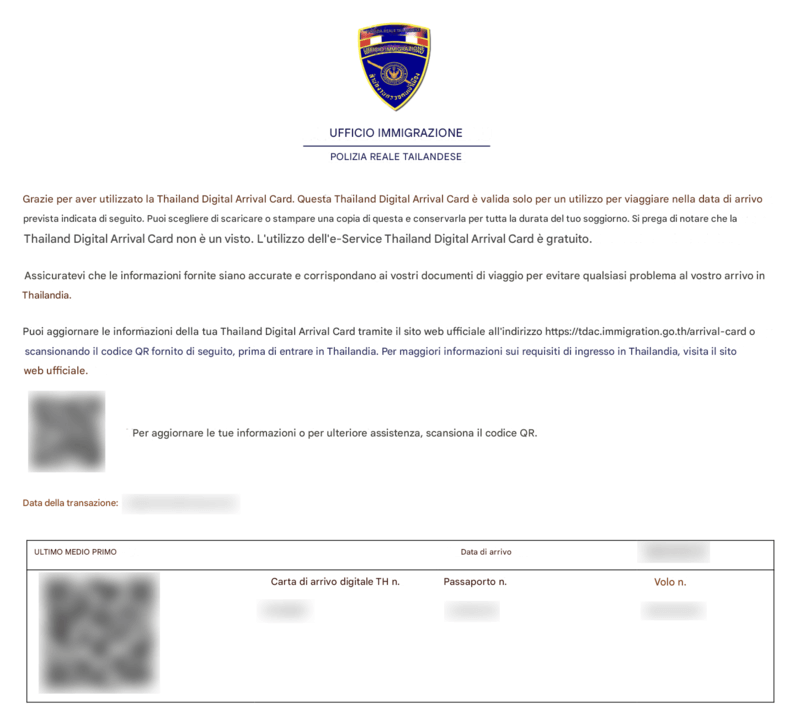 Processo di richiesta TDAC - Passo 8
