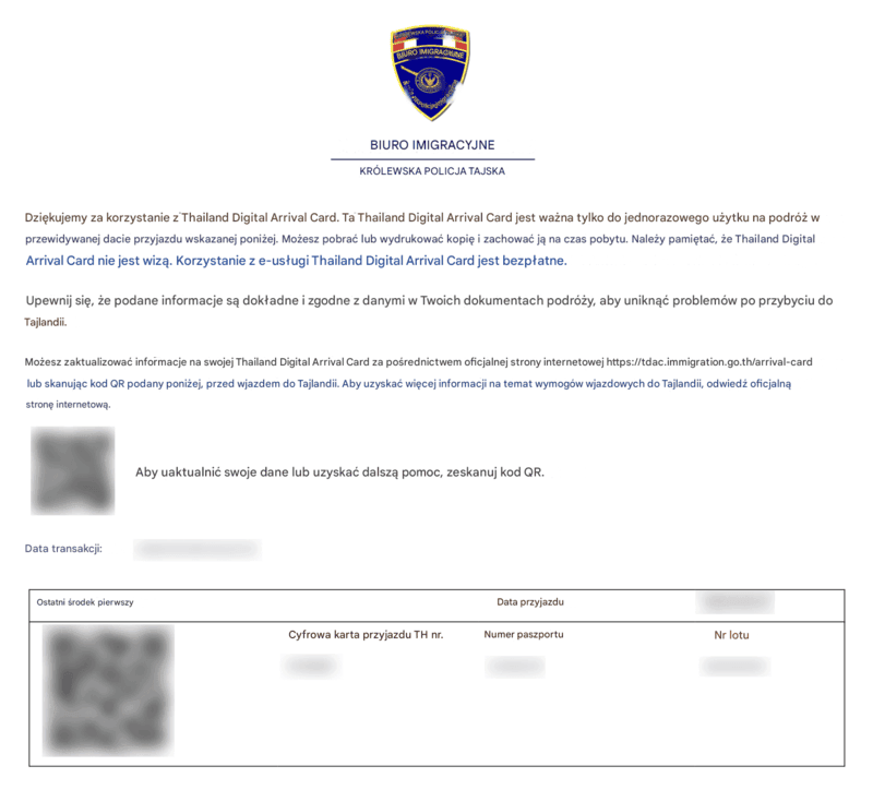 Proces składania wniosku o TDAC - Krok 8