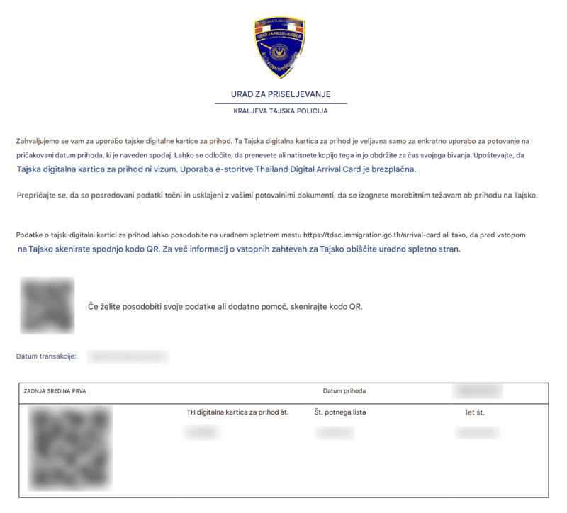 Postopek prijave TDAC - Korak 8